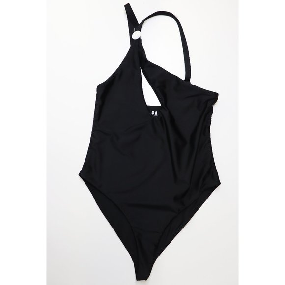 NEW LPA Susan One Piece Keyhole Adjustable One Shoulder High Cut Swimsuit Black - Picture 6 of 9